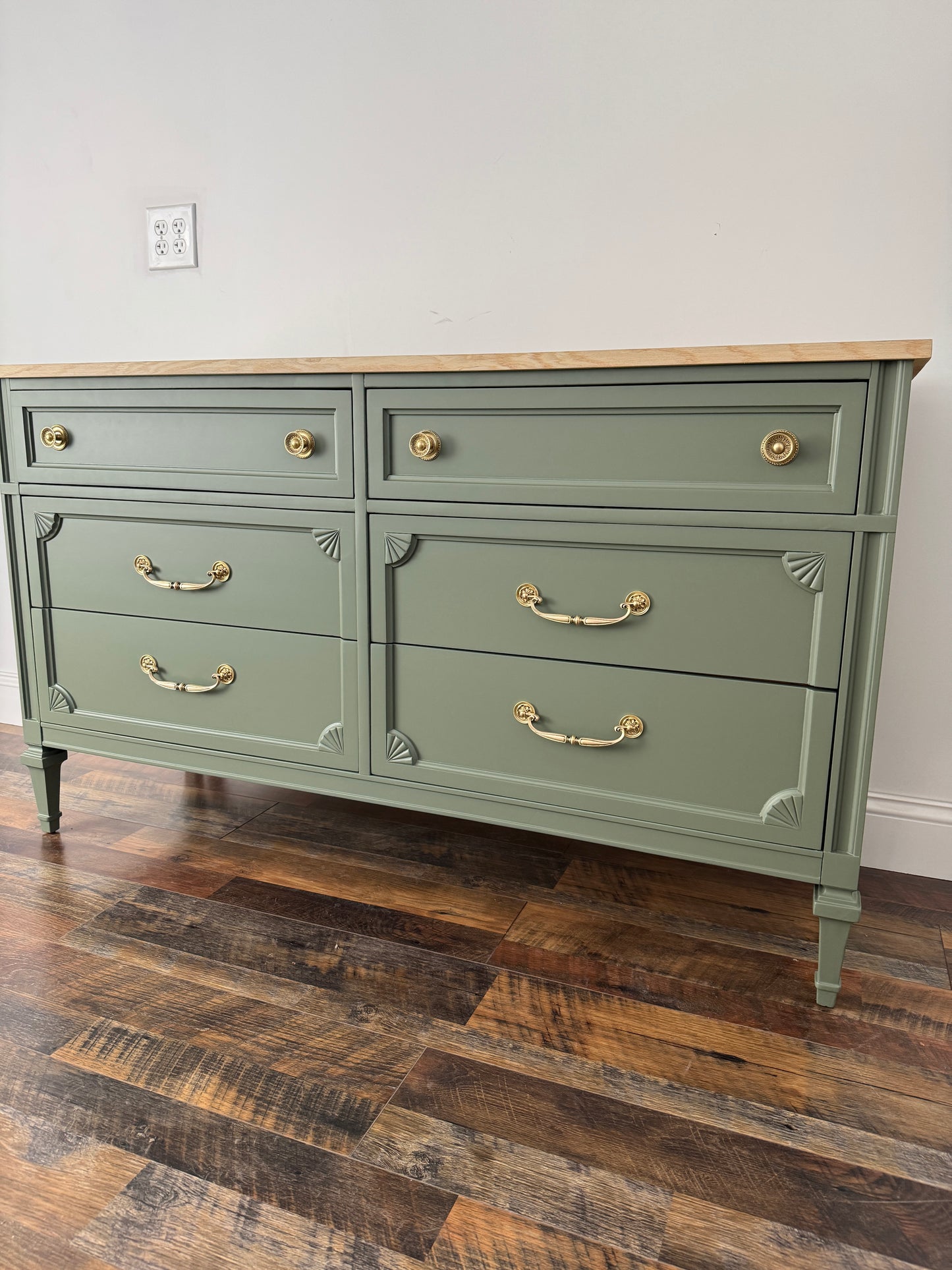 Vintage Green Dresser with Rift Sawn White Oak Top