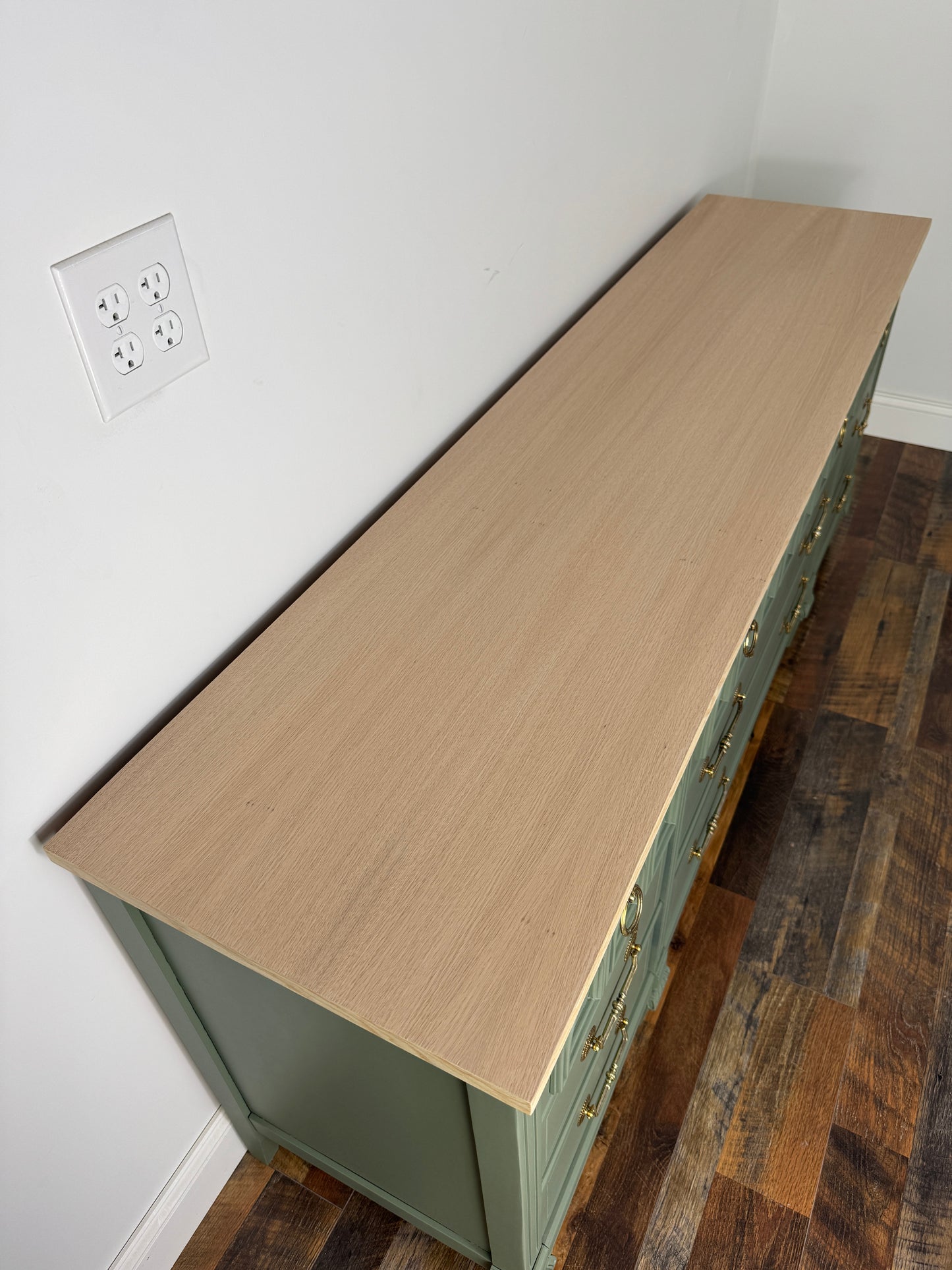 Vintage Green Dresser with Rift Sawn White Oak Top
