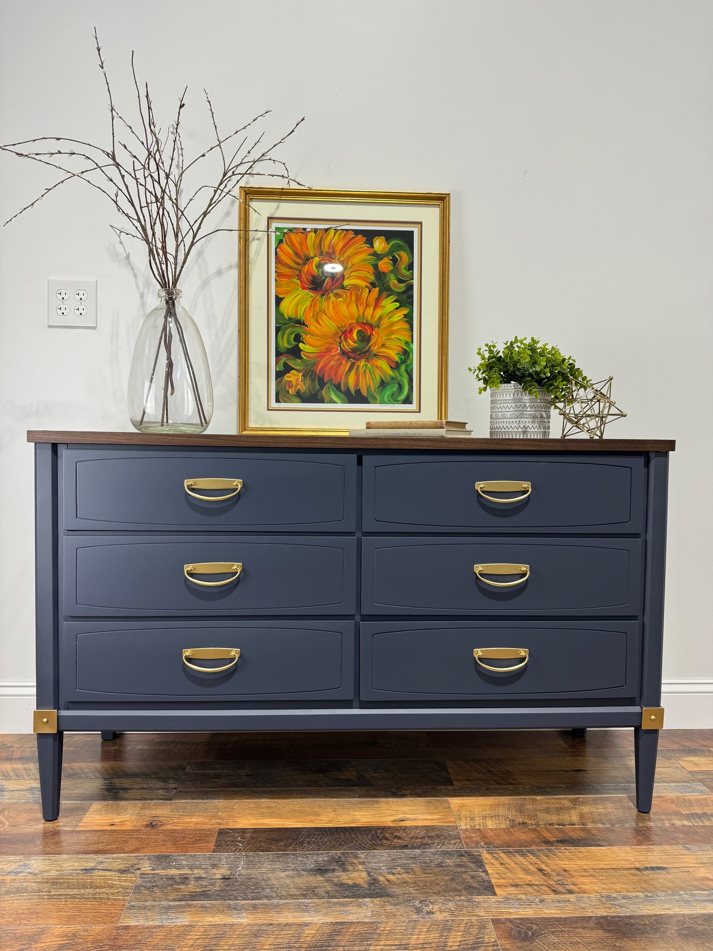 Navy Blue Mid Century Modern Dresser