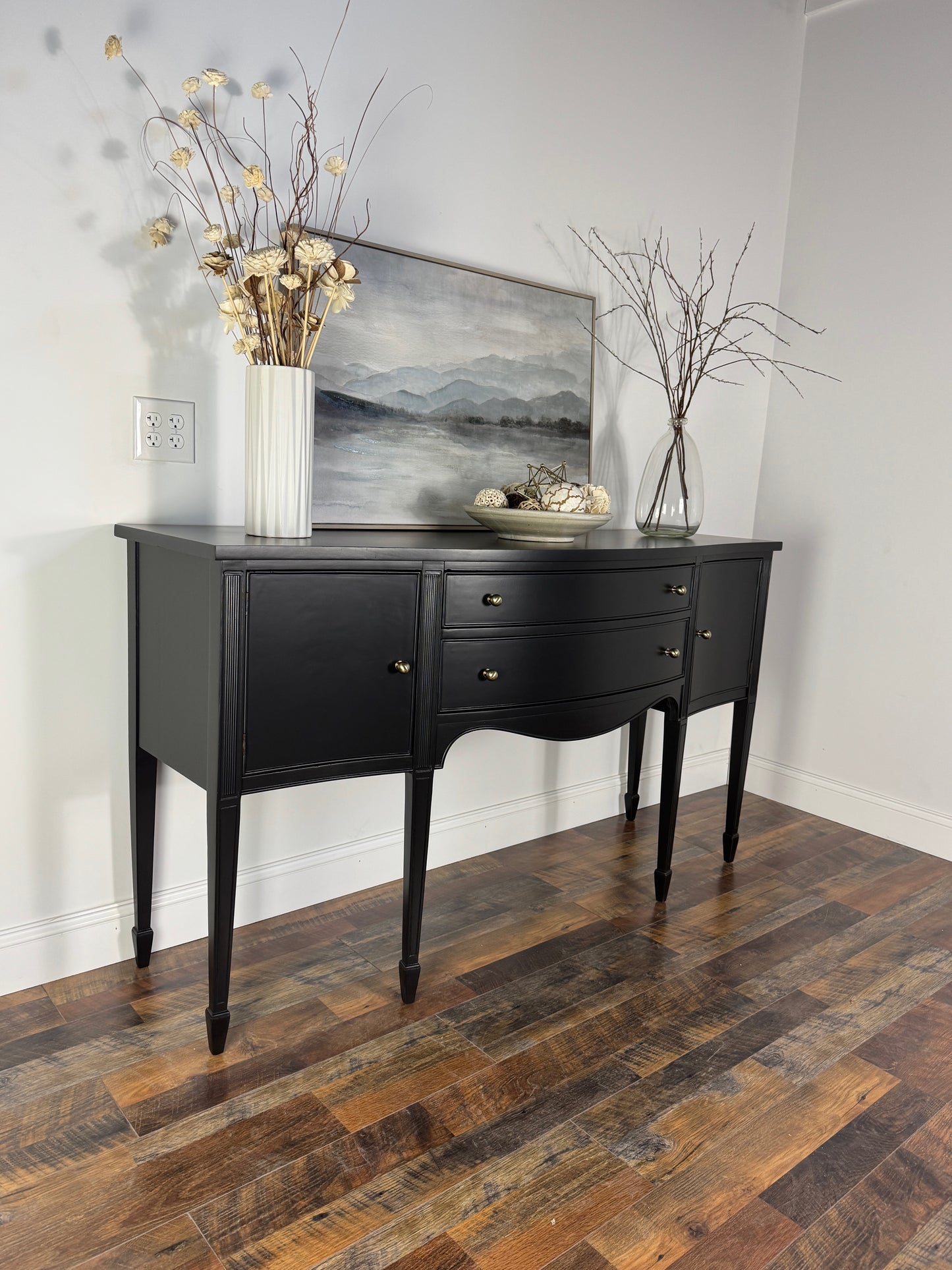 Black Bow-front Federal Style Buffet
