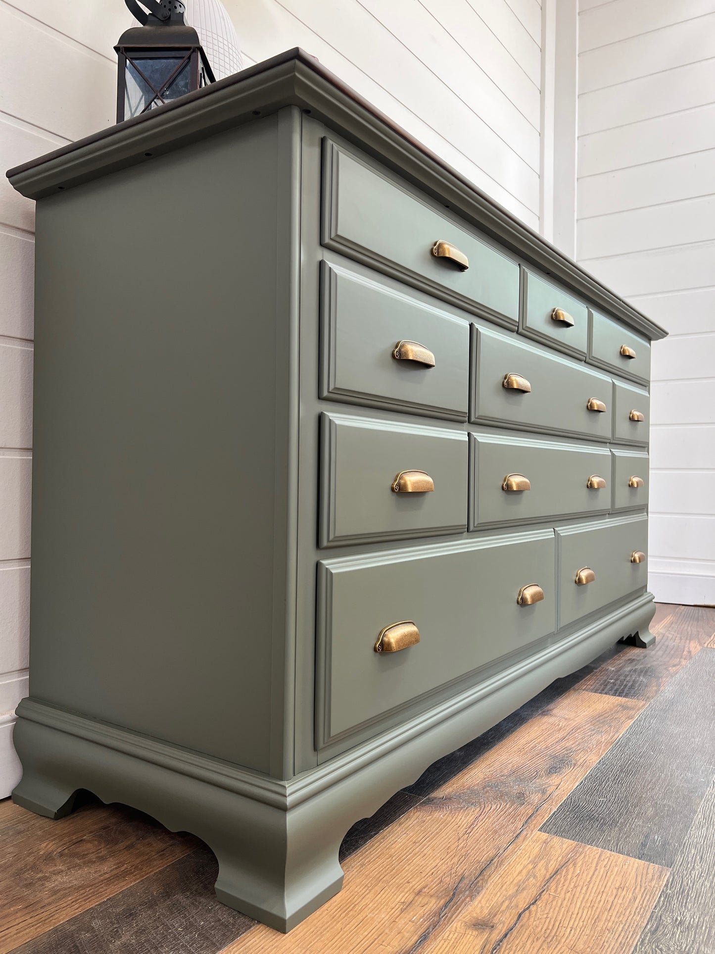 Solid Wood Olive Green Dresser