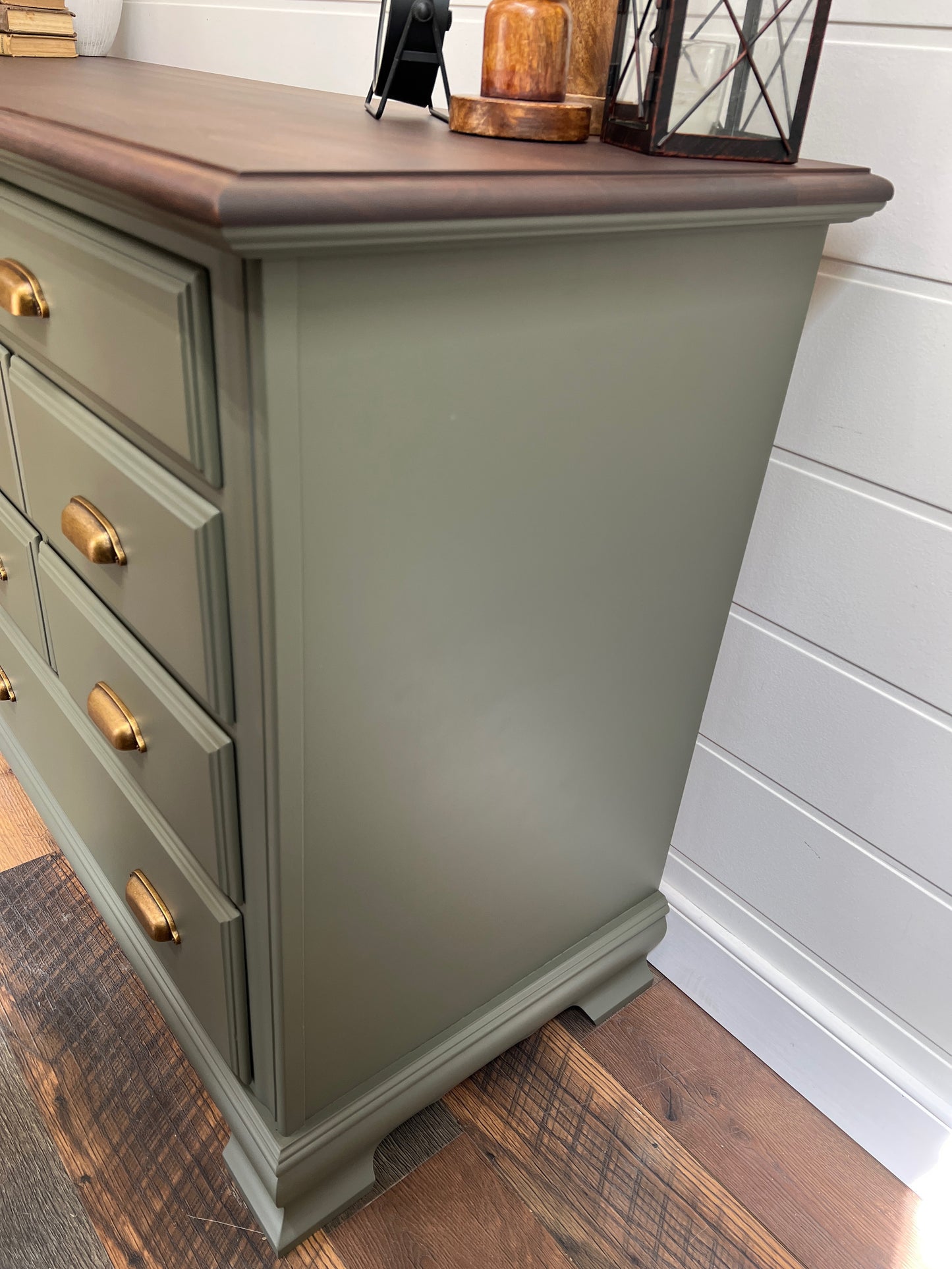 Solid Wood Olive Green Dresser