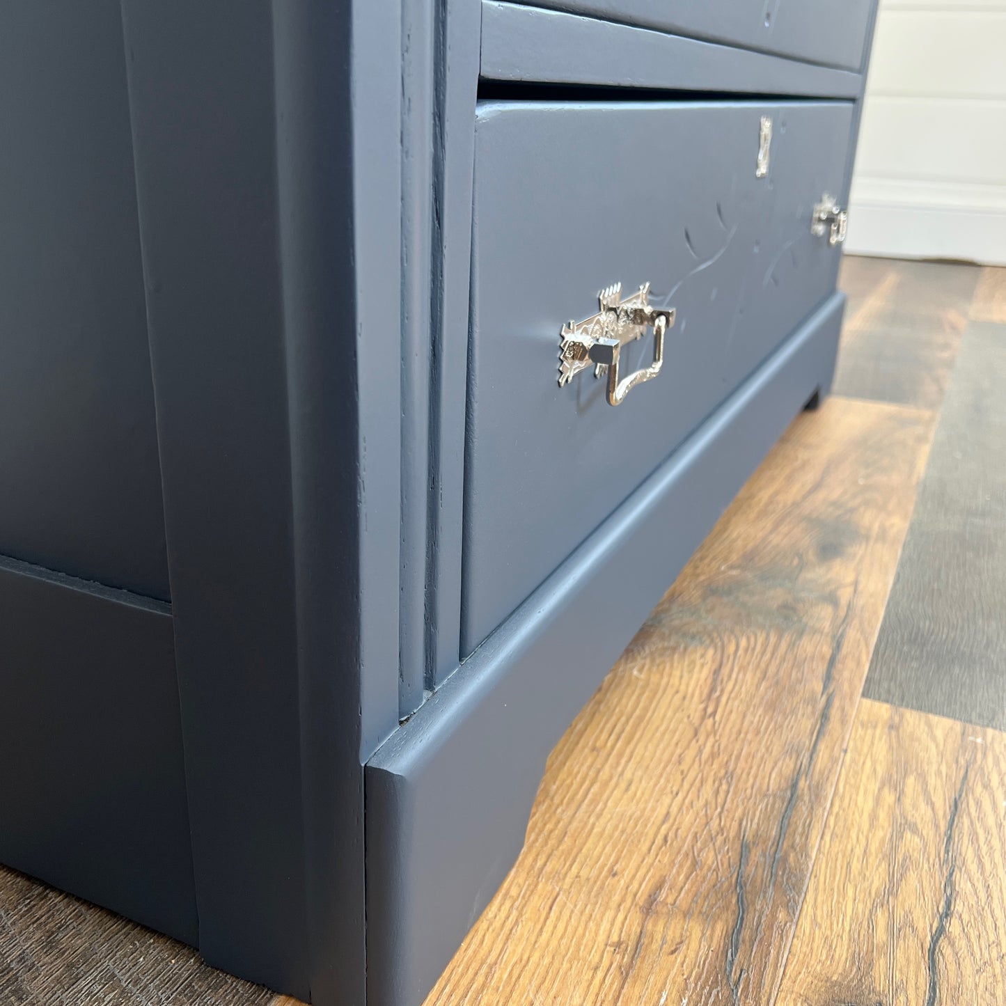 Antique Navy Blue Eastlake Oak Dresser