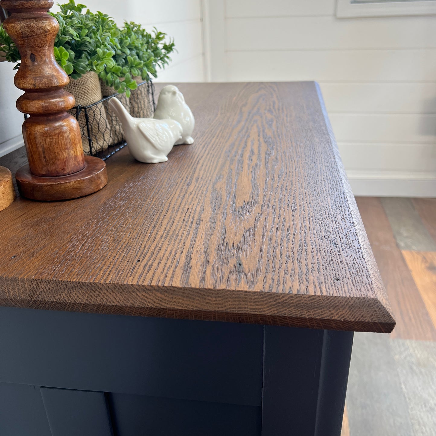 Antique Navy Blue Eastlake Oak Dresser