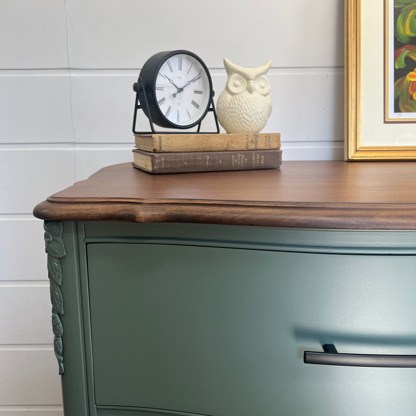 Vintage Dark Green French Provincial Dresser