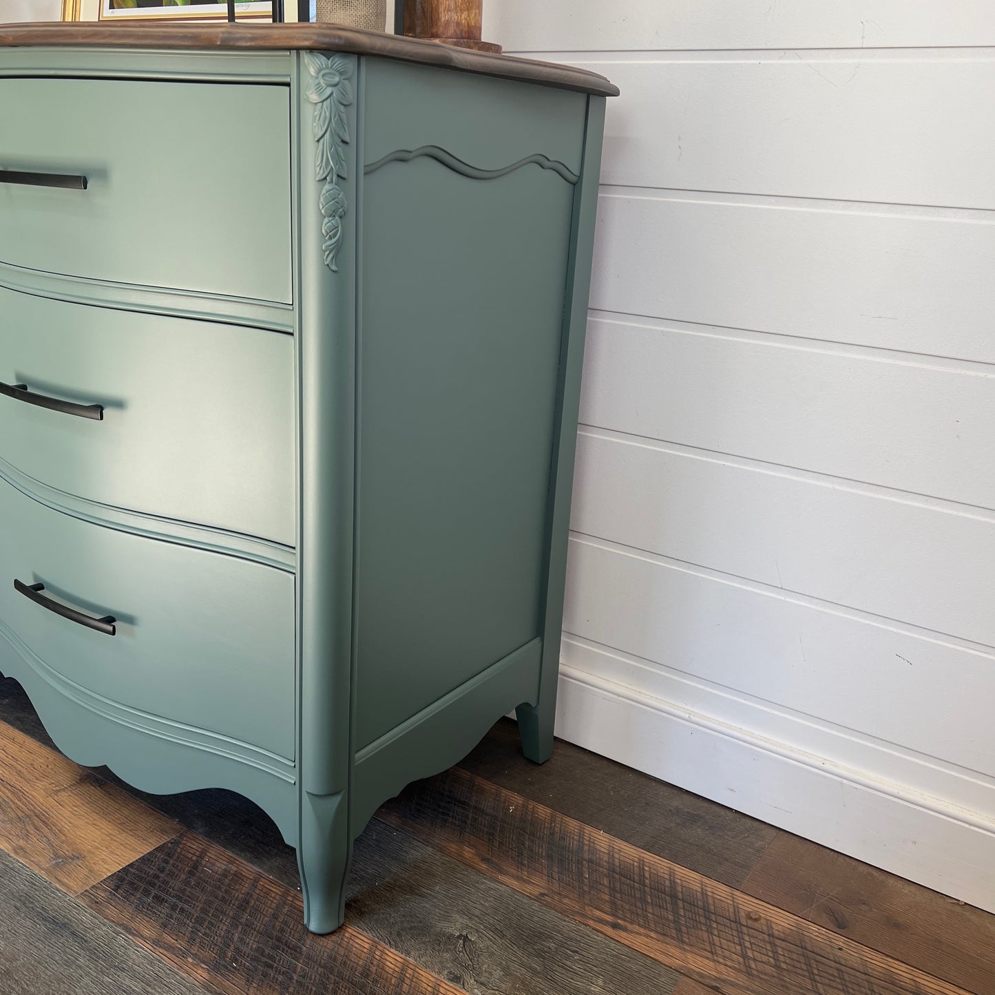 Vintage Dark Green French Provincial Dresser