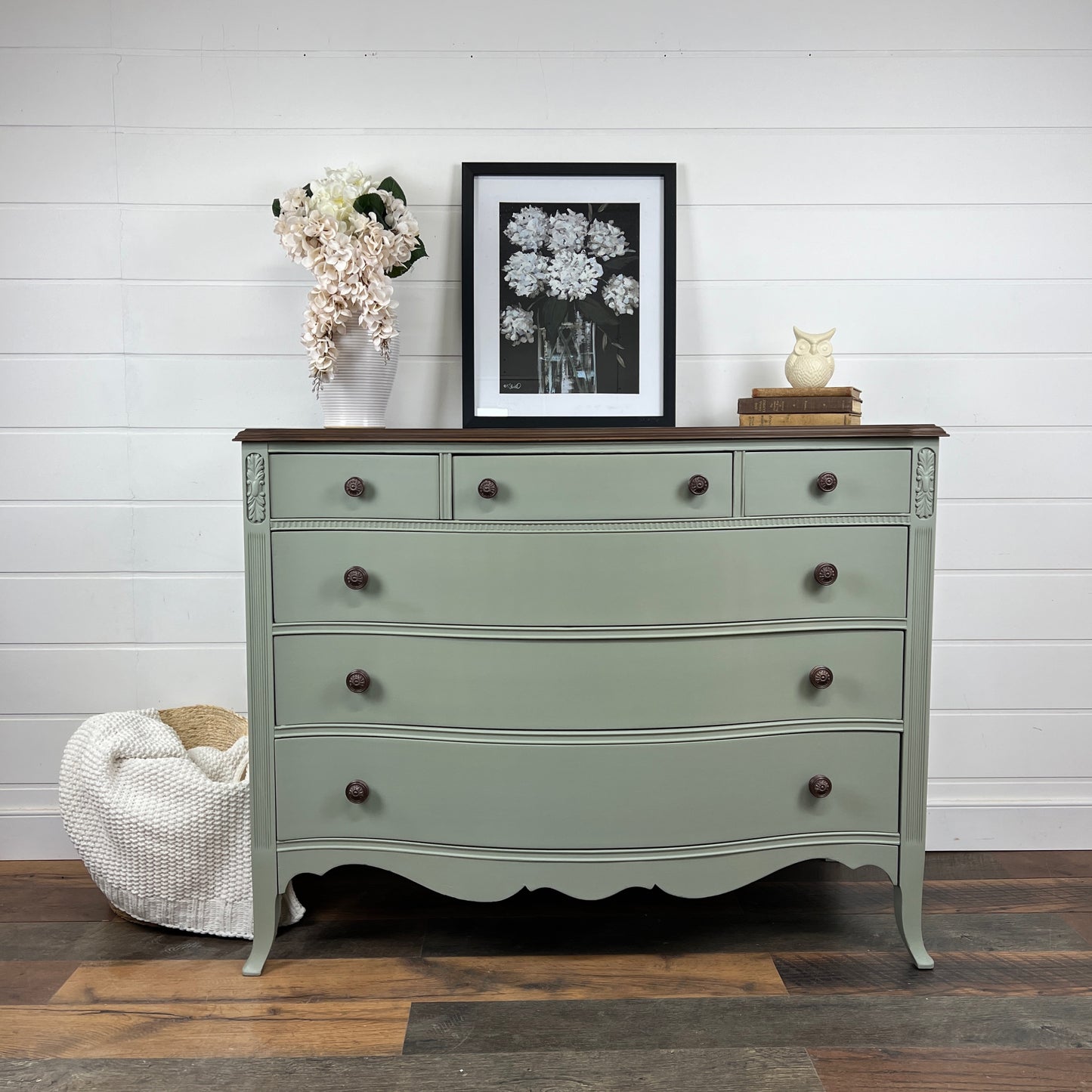 Vintage Solid Wood Serpentine Dresser