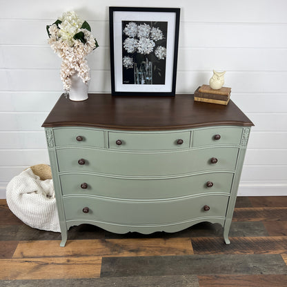 Vintage Solid Wood Serpentine Dresser