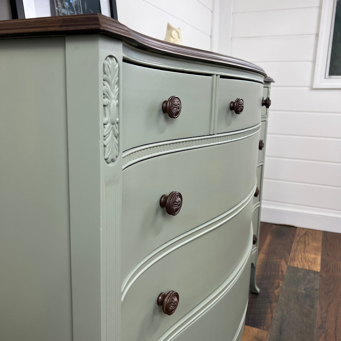 Vintage Solid Wood Serpentine Dresser