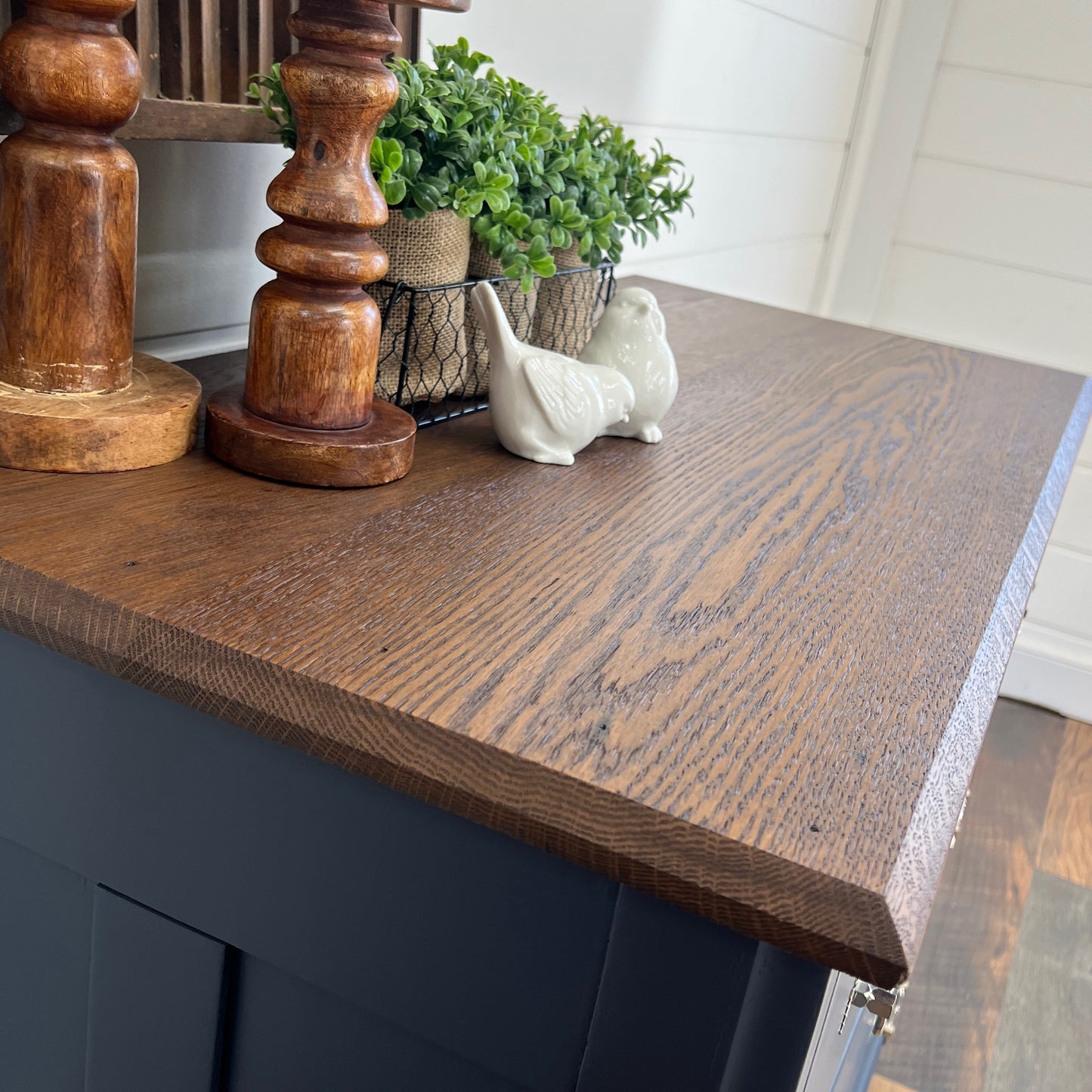 Antique Navy Blue Eastlake Oak Dresser