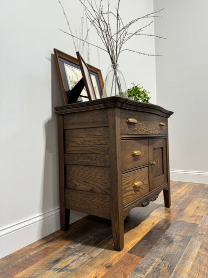 Antique Oak Serpentine Washstand