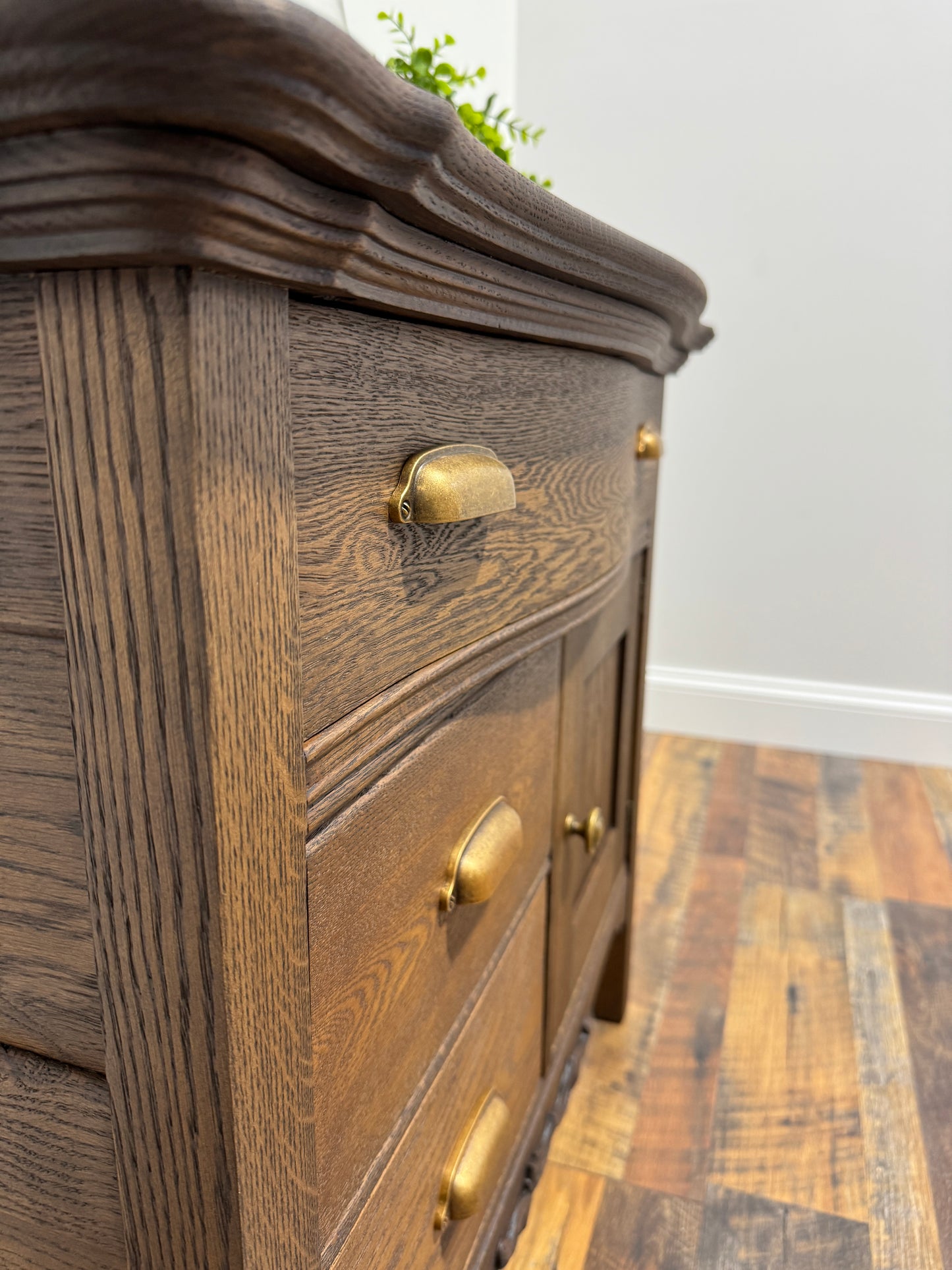 Antique Oak Serpentine Washstand