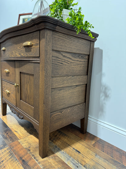 Antique Oak Serpentine Washstand