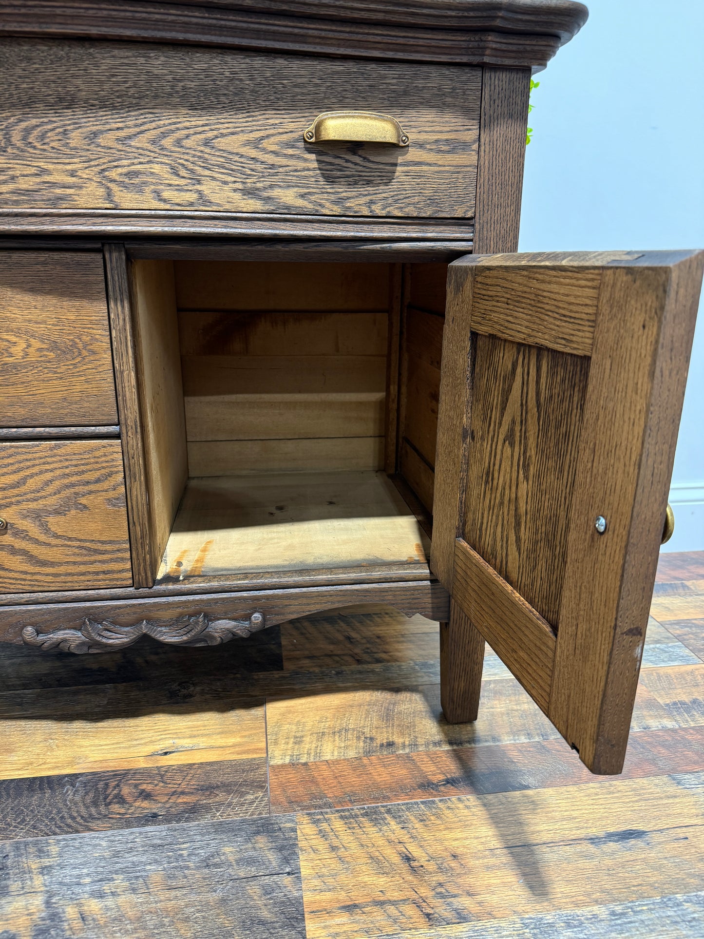 Antique Oak Serpentine Washstand