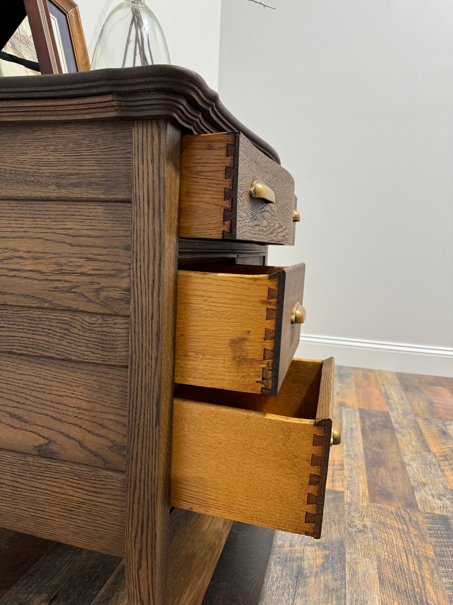 Antique Oak Serpentine Washstand