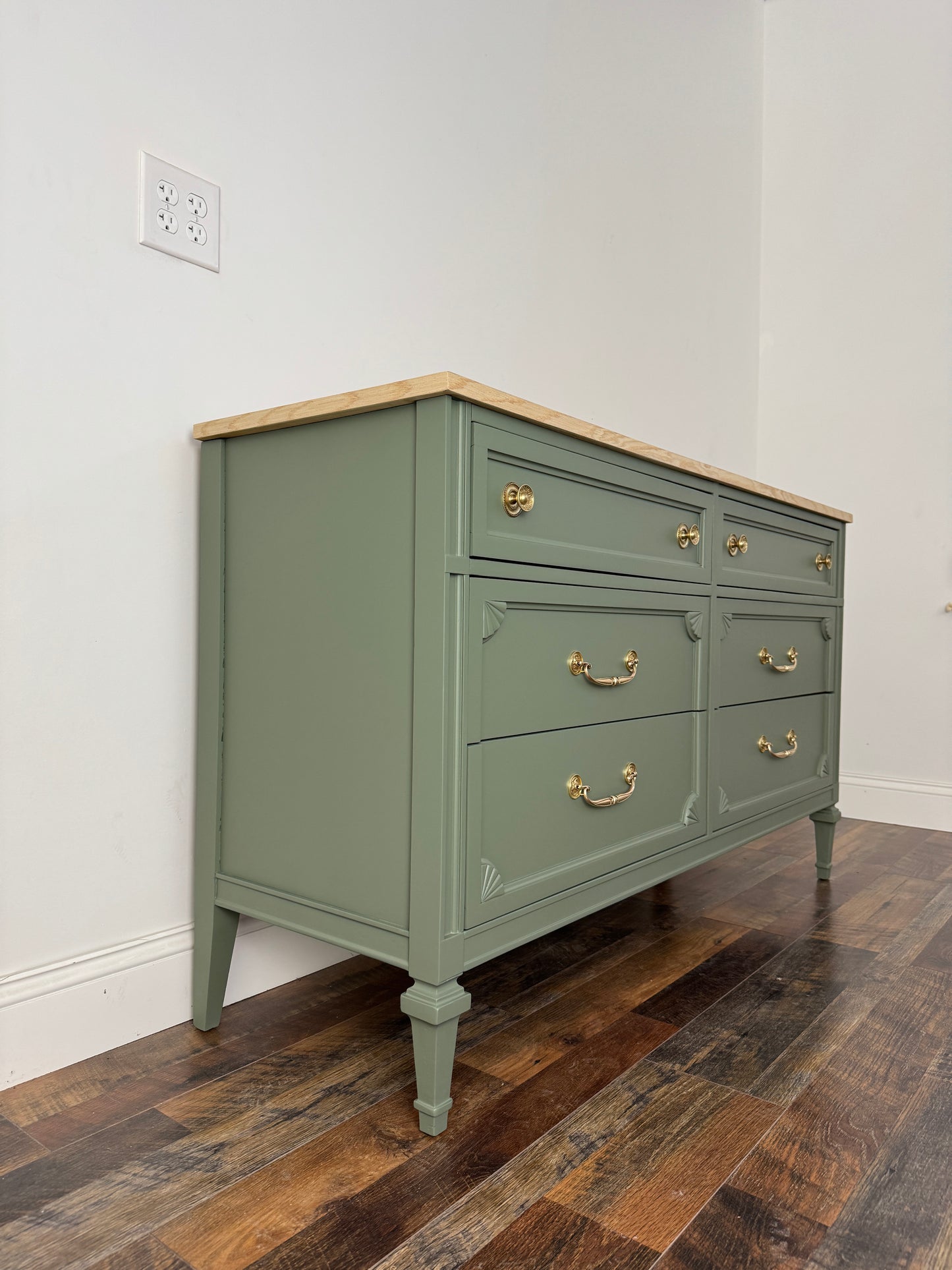 Vintage Green Dresser with Rift Sawn White Oak Top