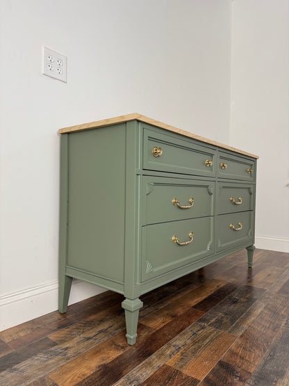 Vintage Green Dresser with Rift Sawn White Oak Top