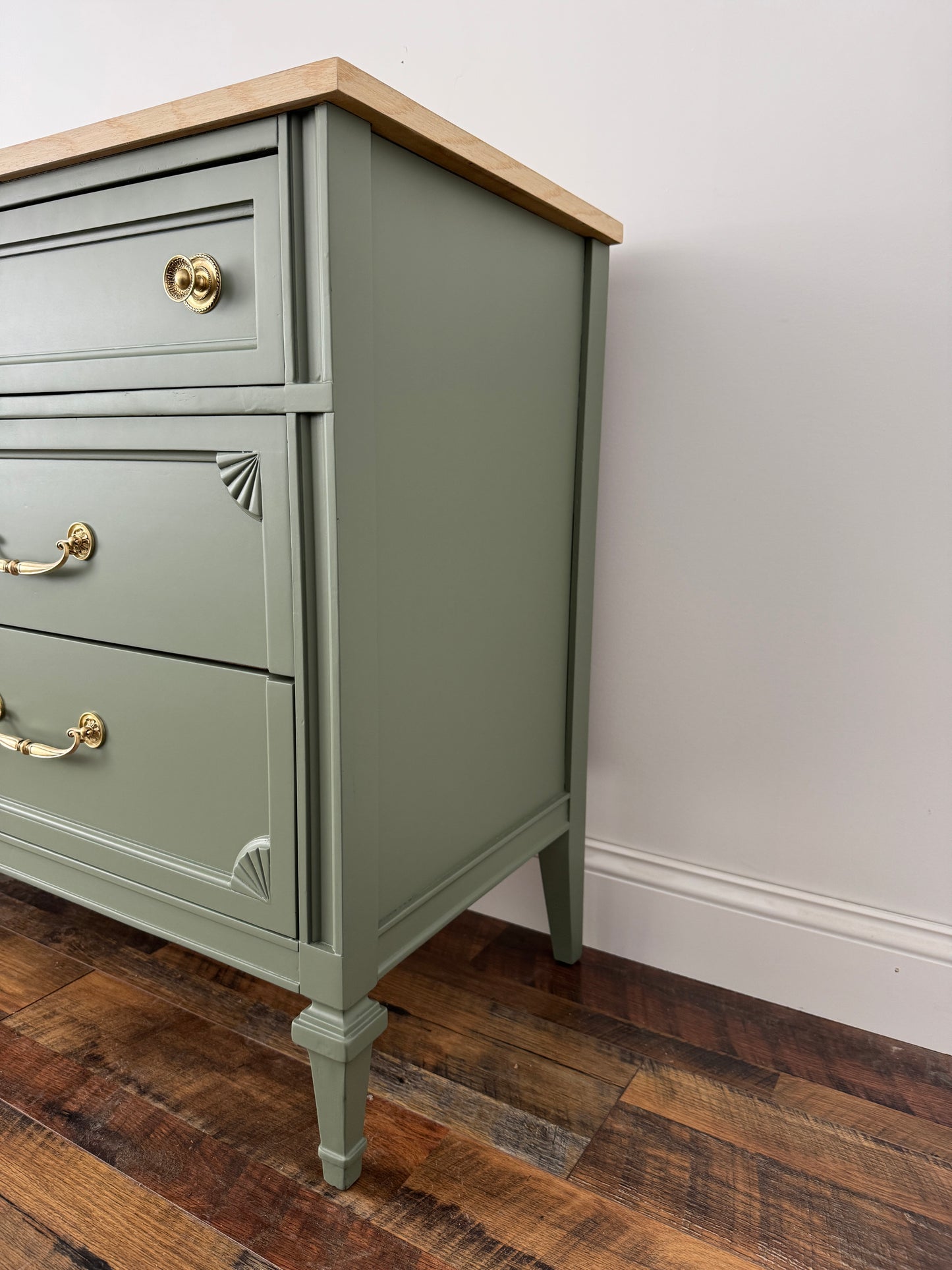Vintage Green Dresser with Rift Sawn White Oak Top