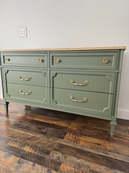 Vintage Green Dresser with Rift Sawn White Oak Top