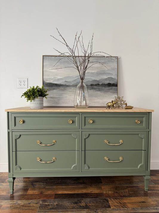 Vintage Green Dresser with Rift Sawn White Oak Top
