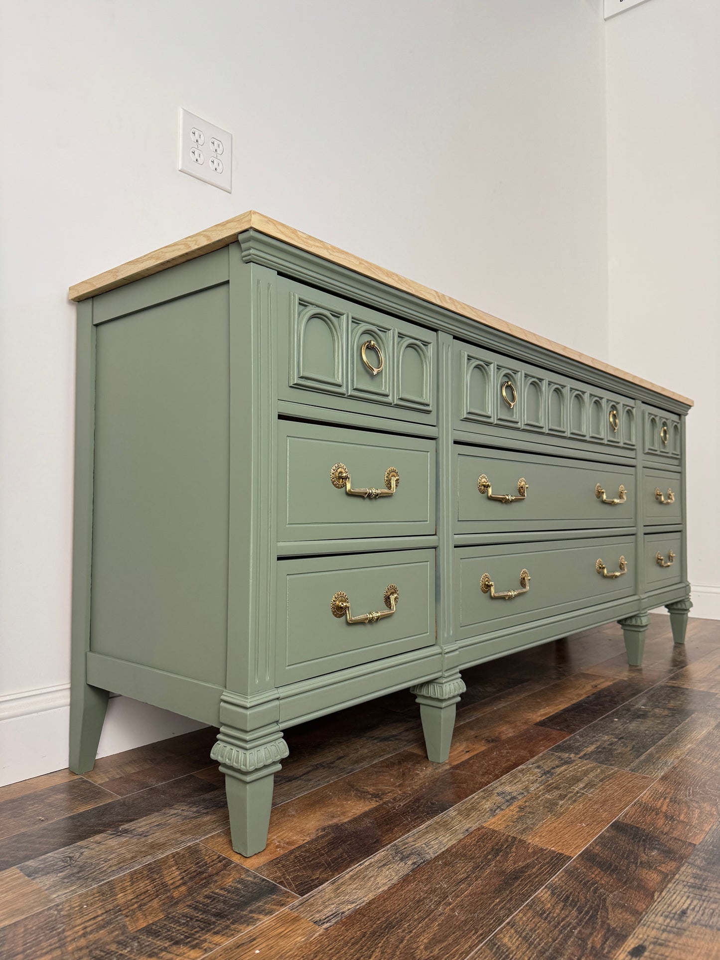Vintage Green Dresser with Rift Sawn White Oak Top