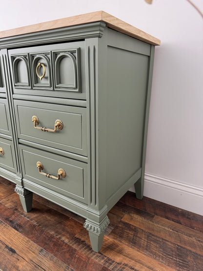Vintage Green Dresser with Rift Sawn White Oak Top