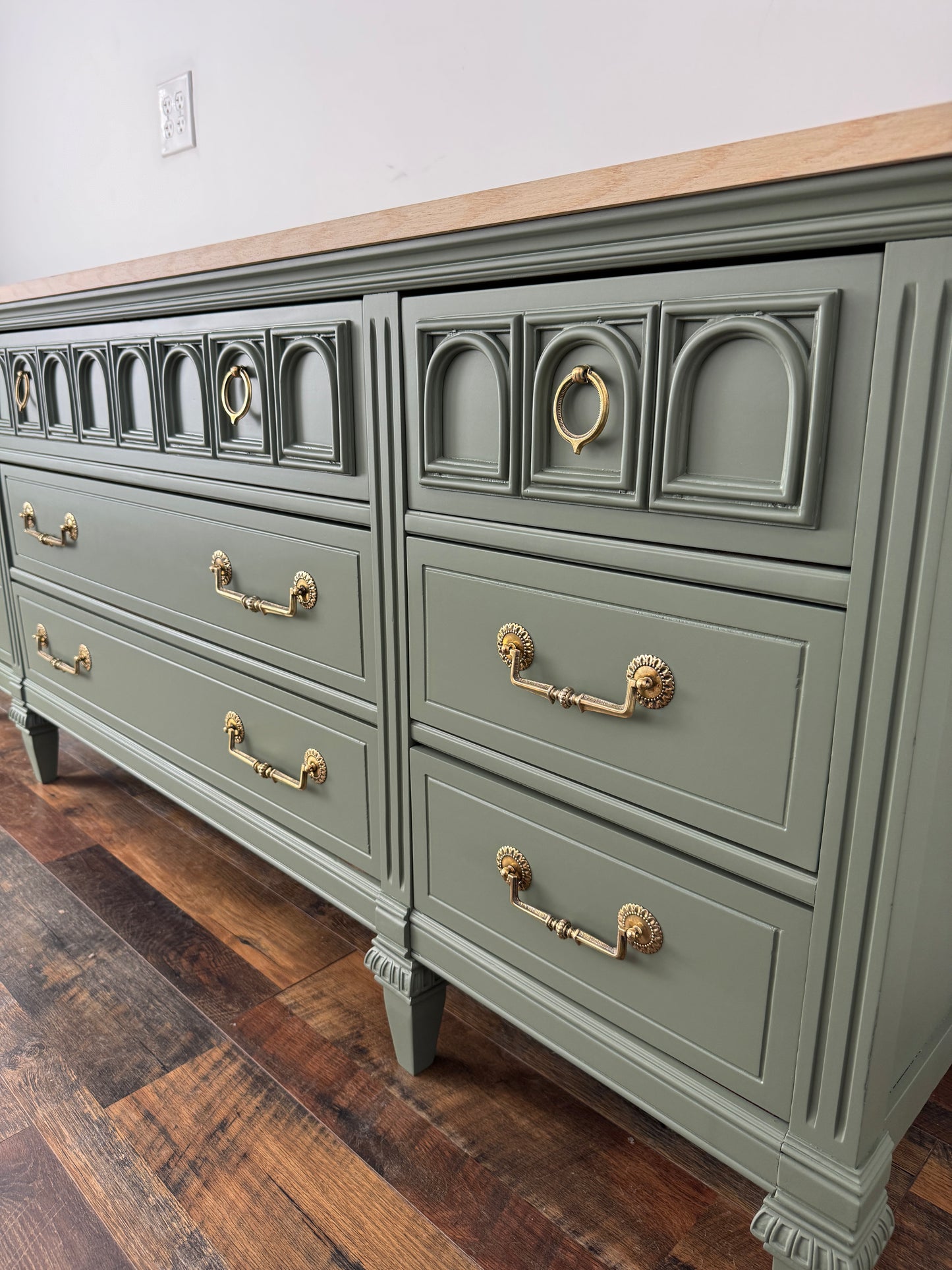 Vintage Green Dresser with Rift Sawn White Oak Top