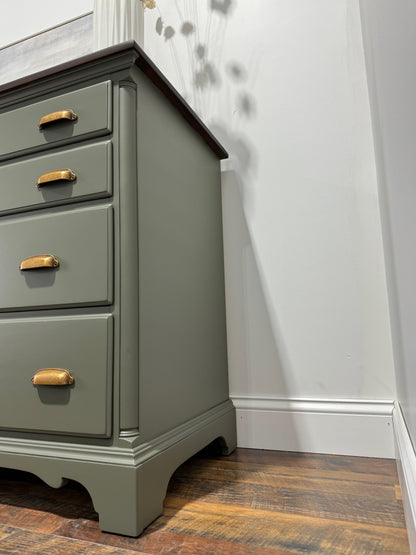 Olive Green 10 Drawer Long Dresser