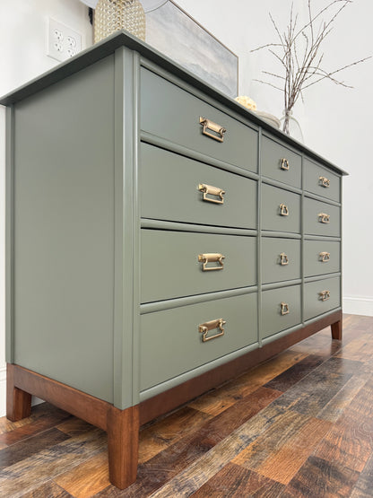 Kent Coffey 12 Drawer Olive Green Dresser