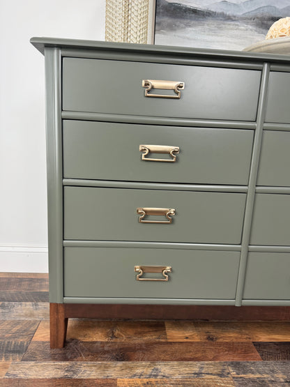 Kent Coffey 12 Drawer Olive Green Dresser