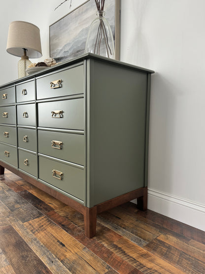 Kent Coffey 12 Drawer Olive Green Dresser