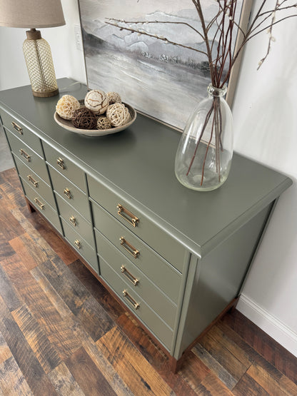 Kent Coffey 12 Drawer Olive Green Dresser