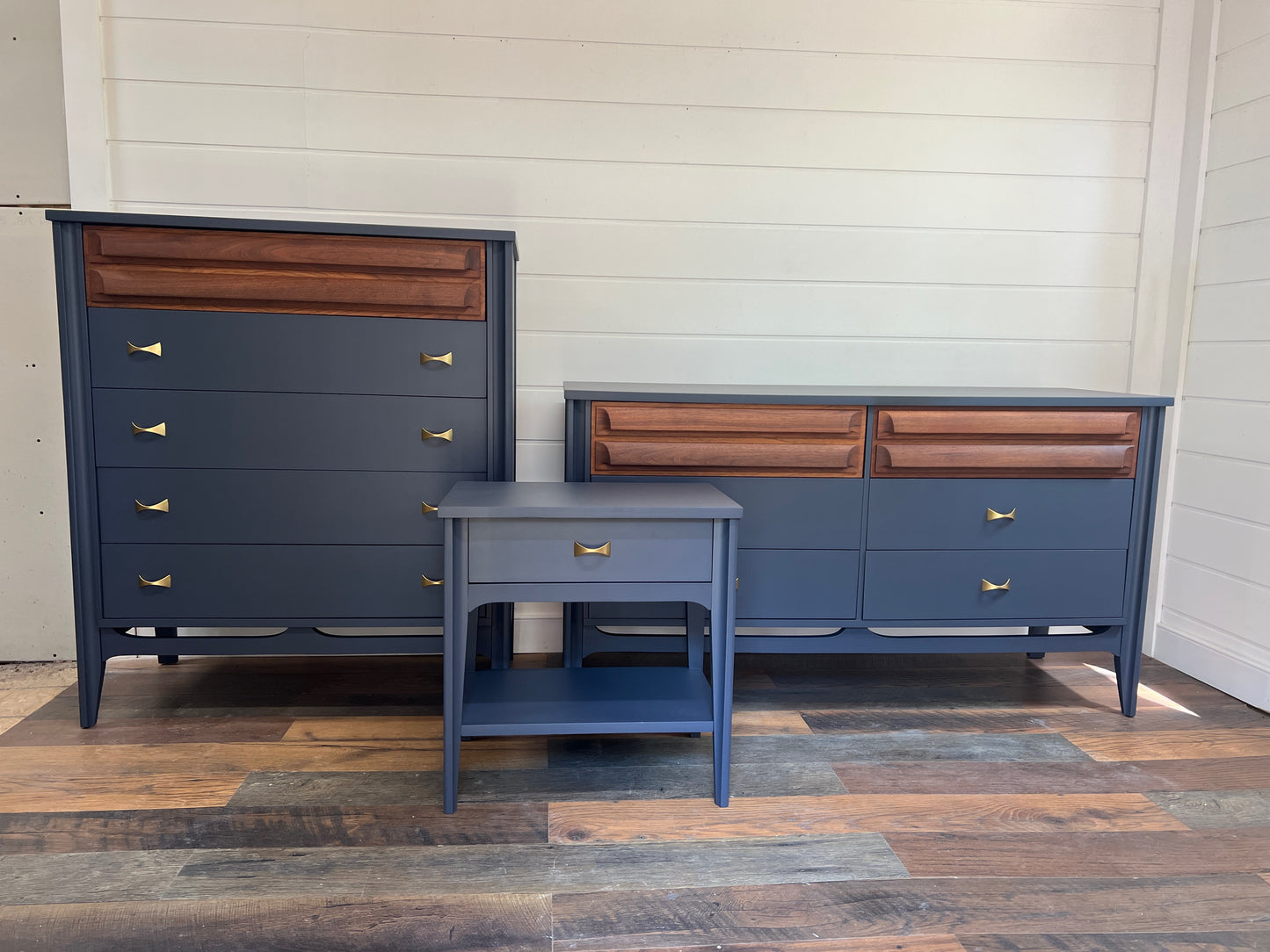 Navy Blue Mid Century Modern Bedroom Set