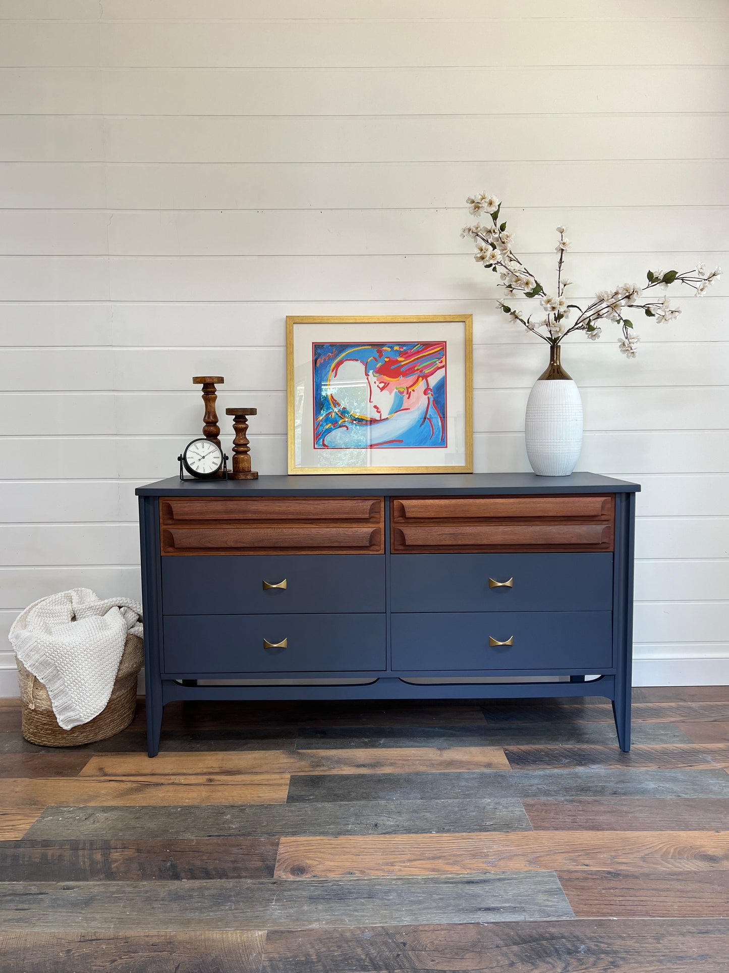 Navy Blue Mid Century Modern Bedroom Set