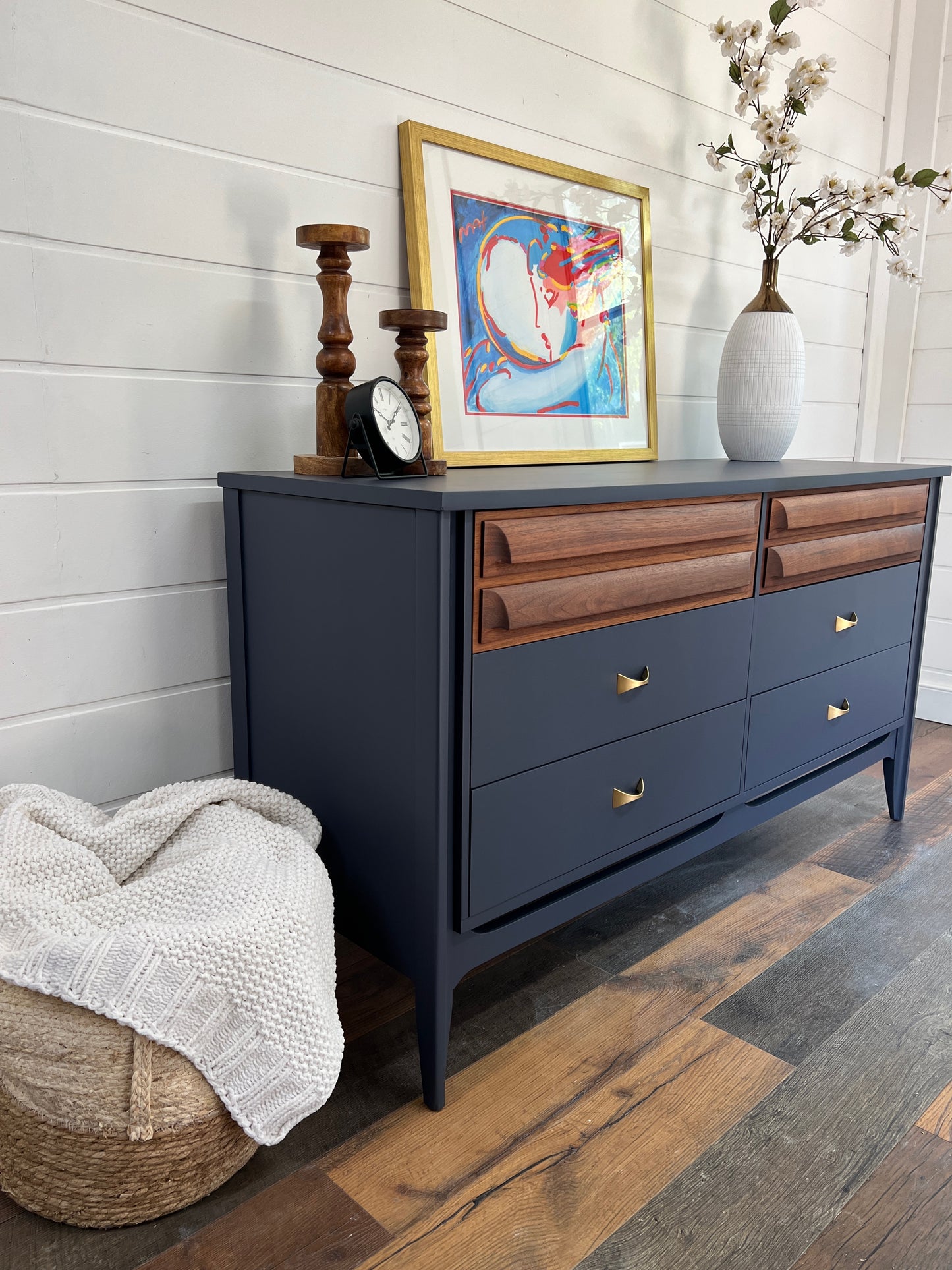 Navy Blue Mid Century Modern Bedroom Set