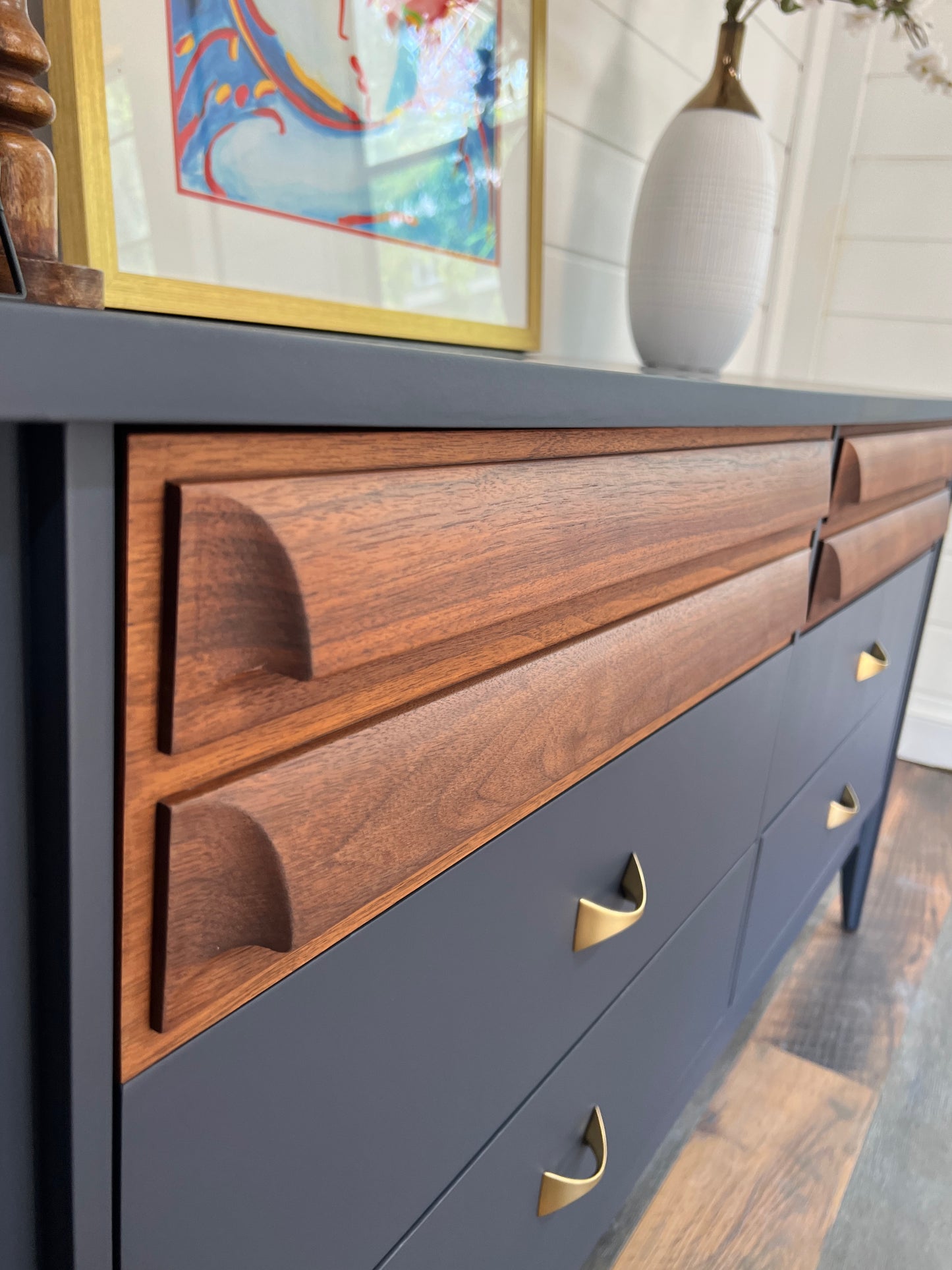 Navy Blue Mid Century Modern Bedroom Set