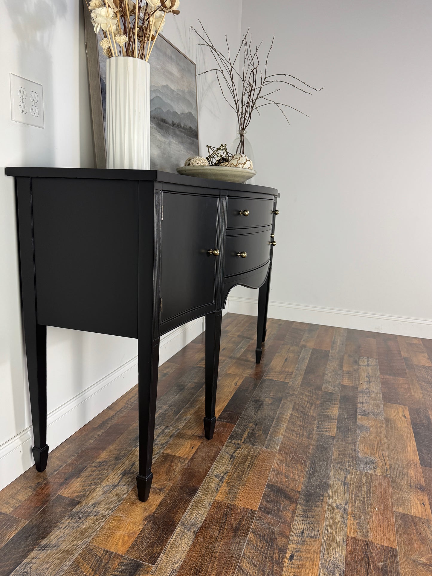Black Bow-front Federal Style Buffet