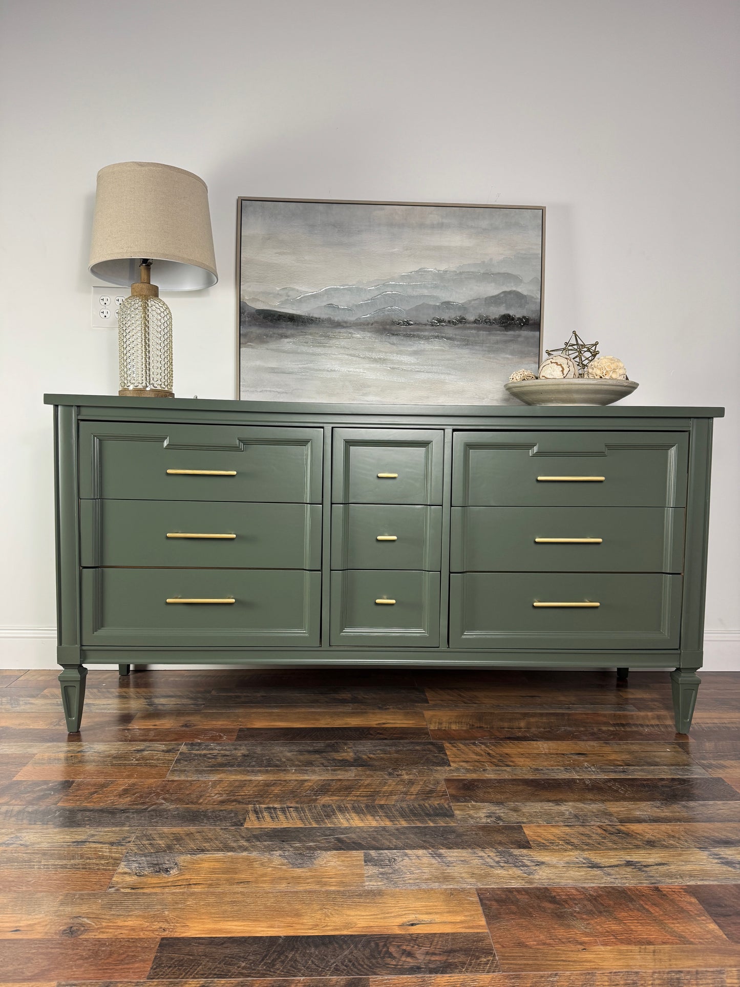 Vintage Dark Green Mid Century Dresser