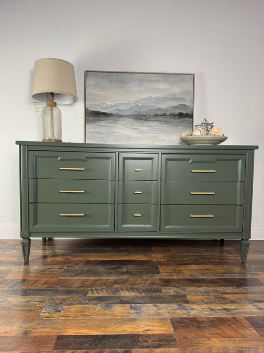 Vintage Dark Green Mid Century Dresser