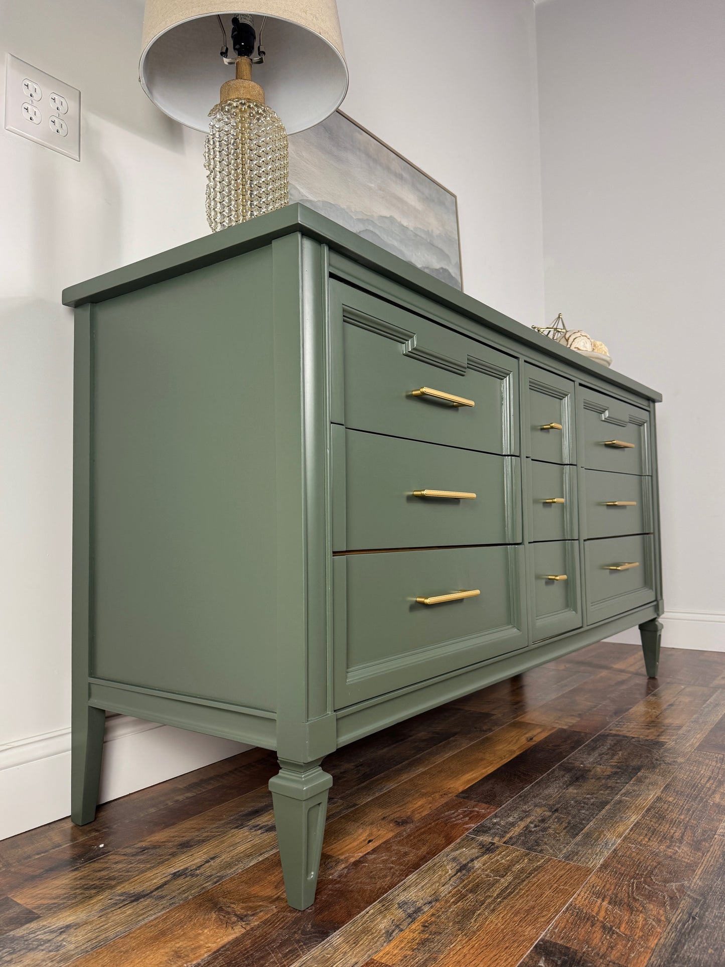 Vintage Dark Green Mid Century Dresser