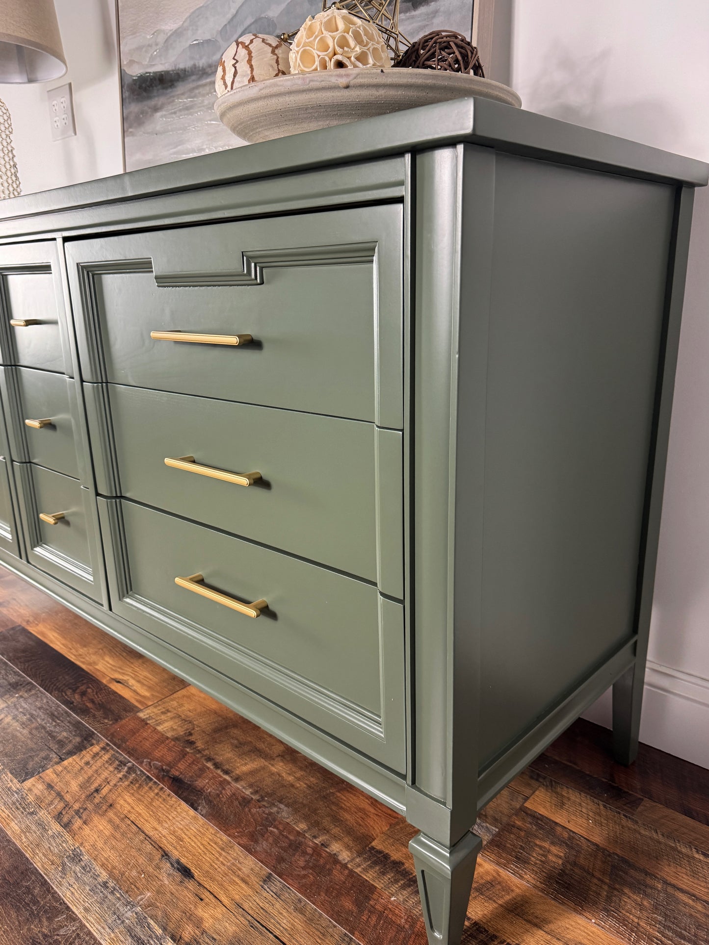 Vintage Dark Green Mid Century Dresser