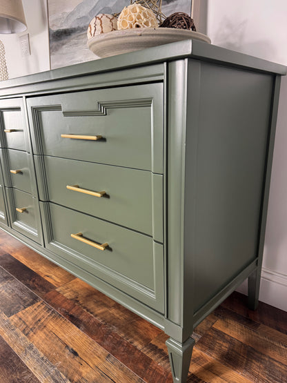 Vintage Dark Green Mid Century Dresser