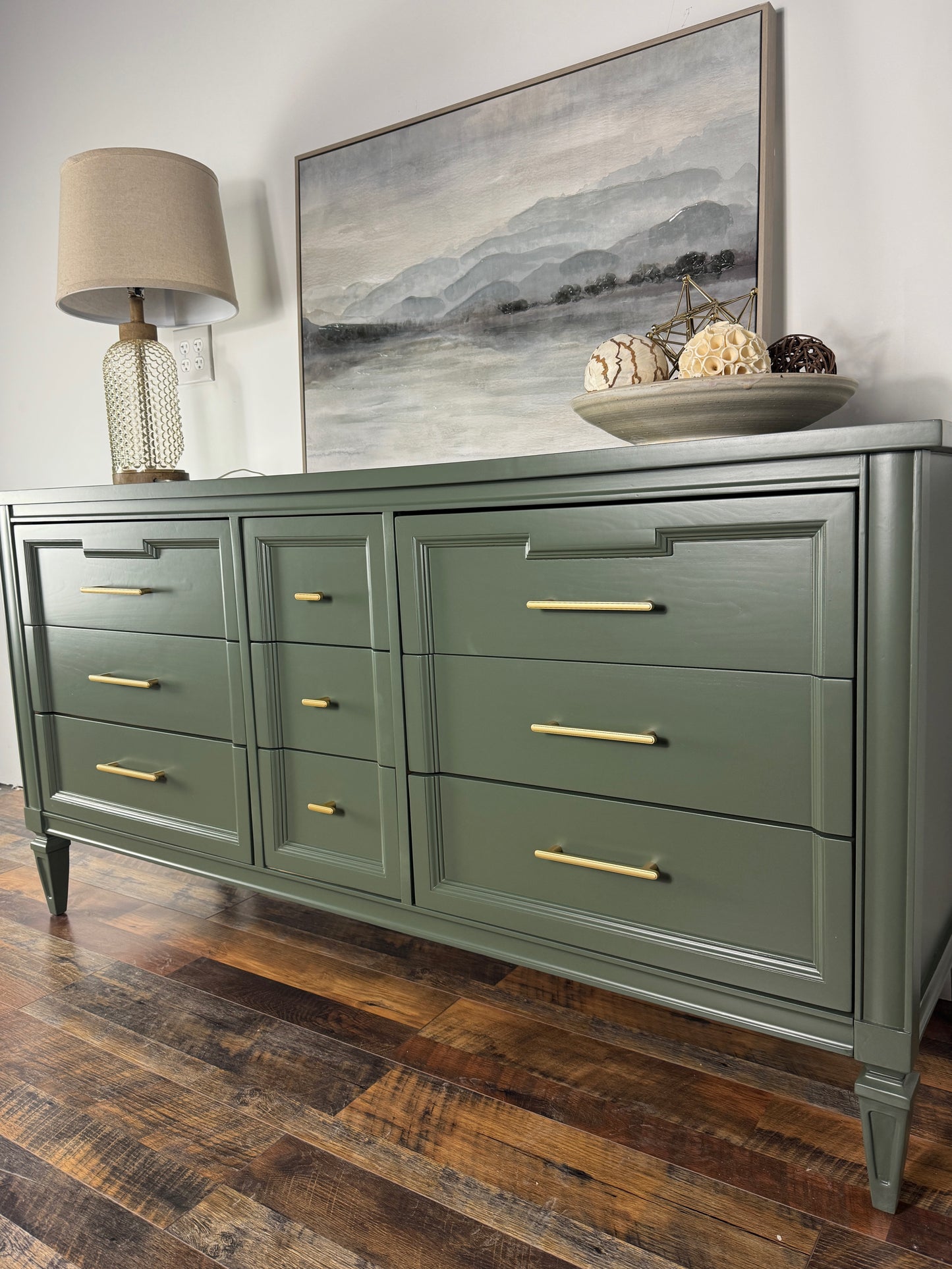 Vintage Dark Green Mid Century Dresser