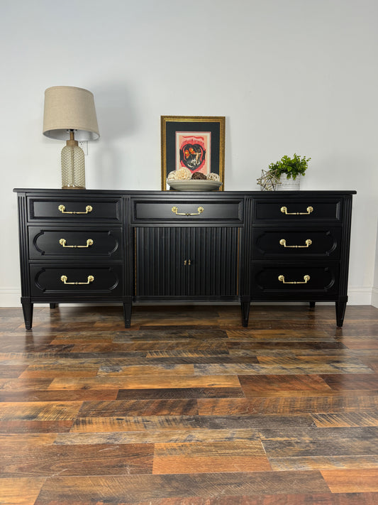 Vintage Black Long Dresser / Credenza