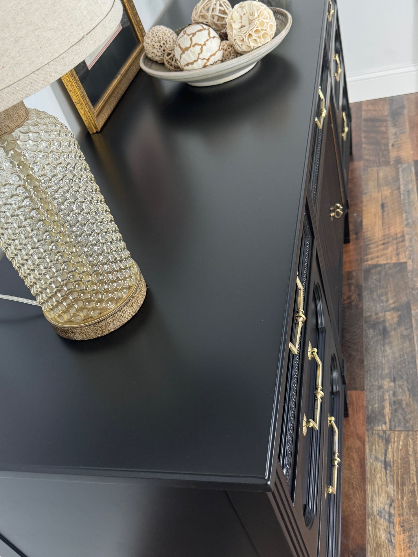 Vintage Black Long Dresser / Credenza