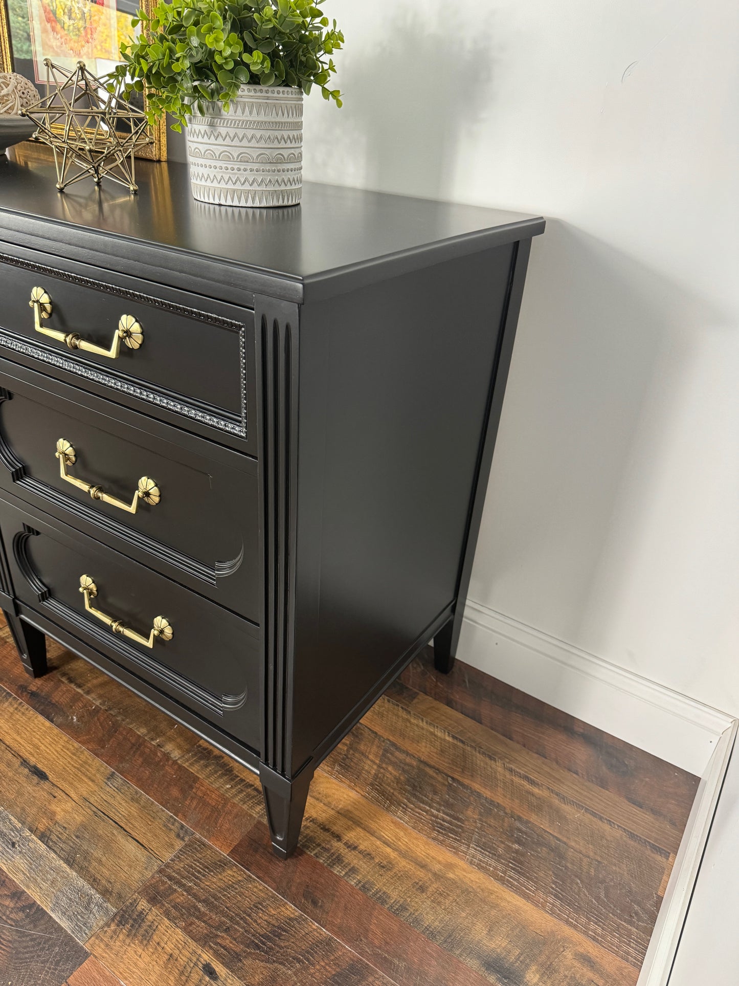 Vintage Black Long Dresser / Credenza