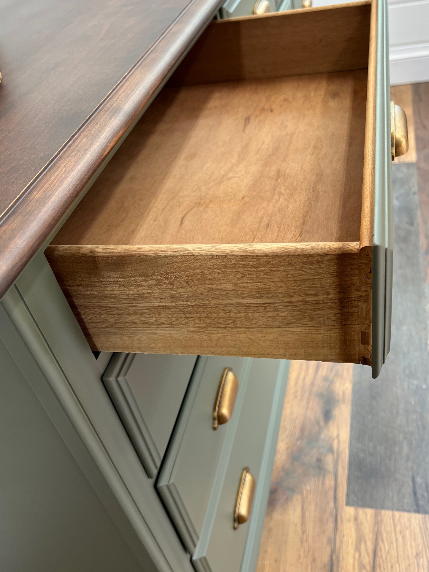 Solid Wood Olive Green Dresser