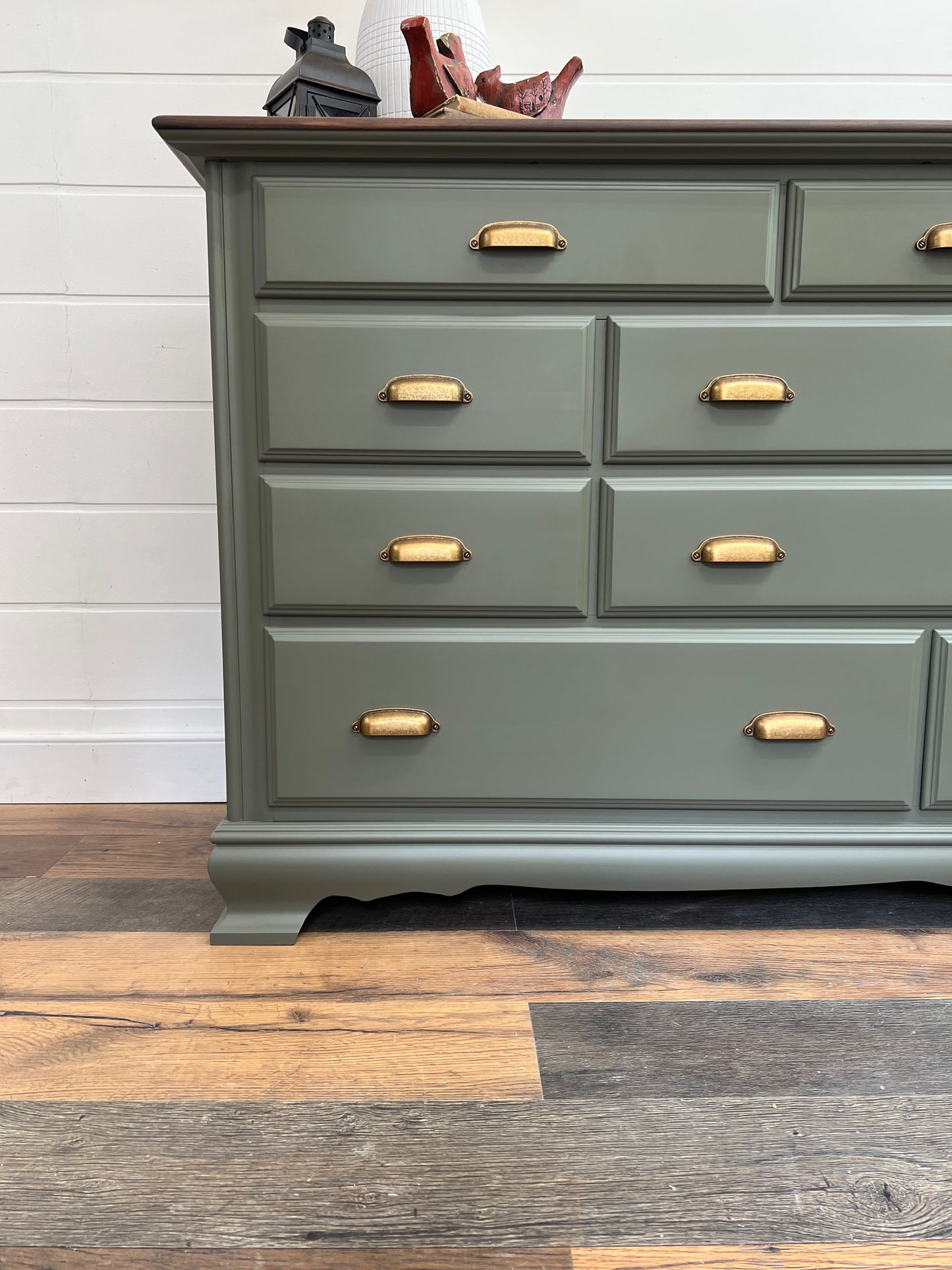 Solid Wood Olive Green Dresser