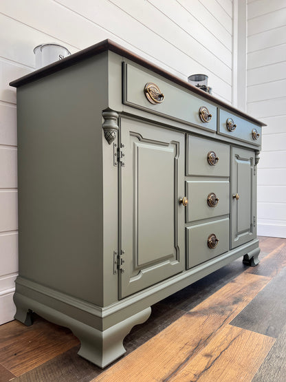 Solid Wood Olive Green Buffet