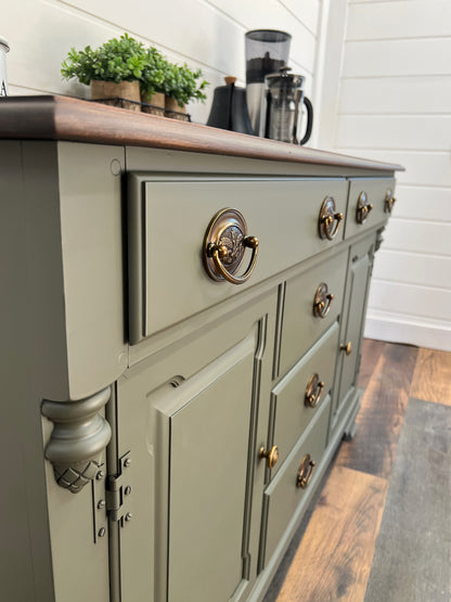 Solid Wood Olive Green Buffet